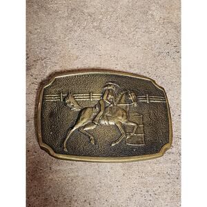 Solid Brass Barrel Racing Rodeo Event Western Vintage Belt Buckle BTS
